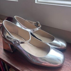 Silver Mary Janes